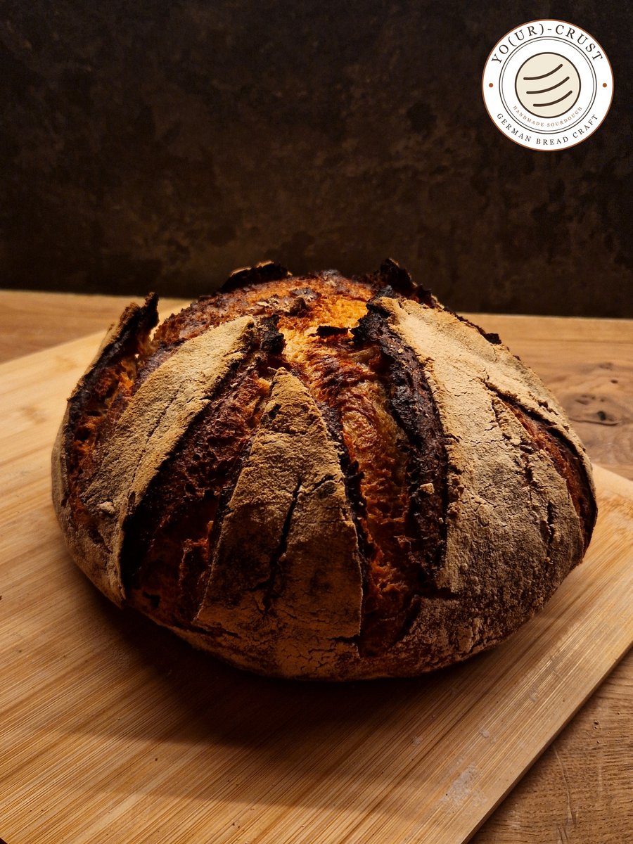 Bauernkruste, a wheat and rye sourdough loaf with a dark crust